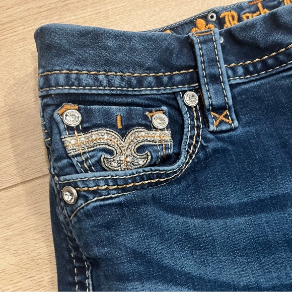Rock Revival Women’s Betty Easy Boot Faded Embellished Jeans Size 27 - Picture 3 of 8